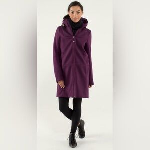 Lululemon city soft shell purple magenta Purple Long tweed parka hood Jacket 10